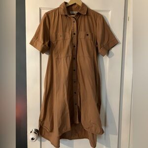 Khaki / tan button up dress from Everlane